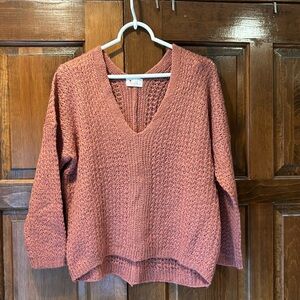 Poof Apparel Sweater Medium Mauve Rose Pink Top Pullover Knit
